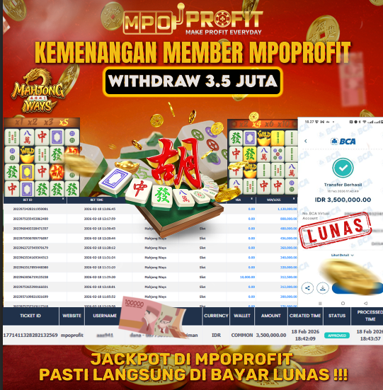 MPOPROFIT JACKPOT SLOT PGSOFT! KEMENANGAN MURNI DI (MAHJONG WAYS TOTAL RP 3.500.000,- LUNAS)